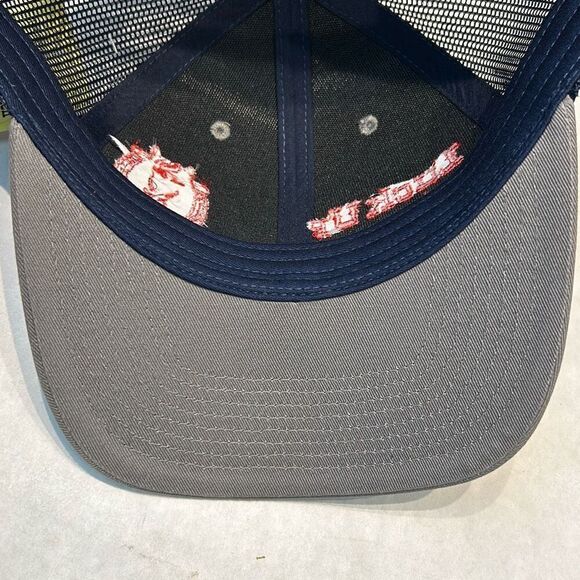 NEW Luck Up Ranch Trucker Hat Cap Gray Blue Mesh Snapback Horseshoe Horse Red Em - Picture 8 of 10